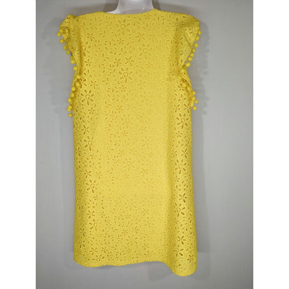 Charter Club Lace Eyelet Yellow Flutter Sleeve Mini Dress Medium NWT Retro Chic - Picture 7 of 10